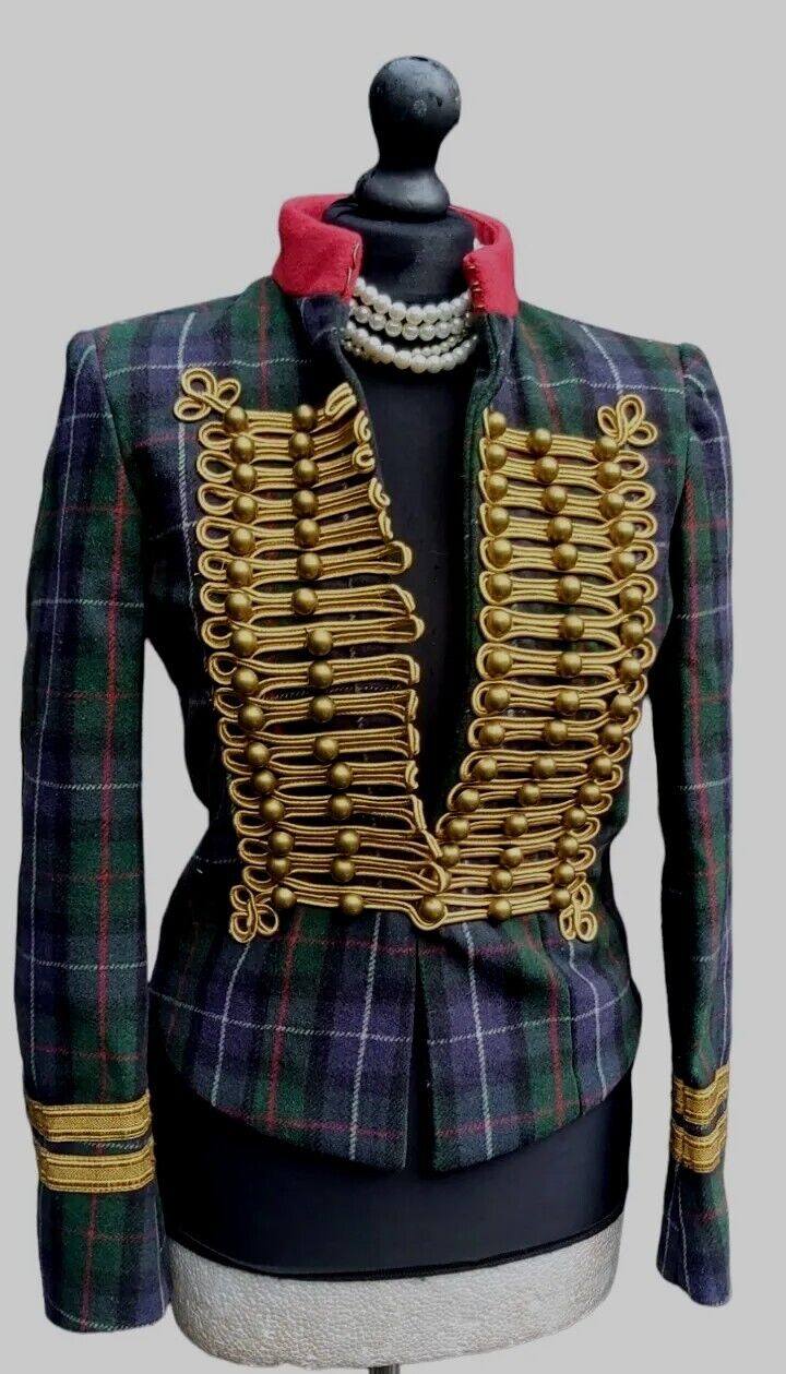 Ladies Ralph Lauren Military Wool  Tweed Check  Tartan Jacket / Blazer Size S