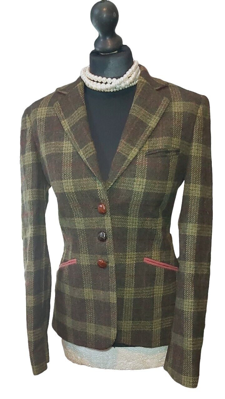 LADIES REALLY WILD GREEN FITTED TWEED JACKET SIZE 8