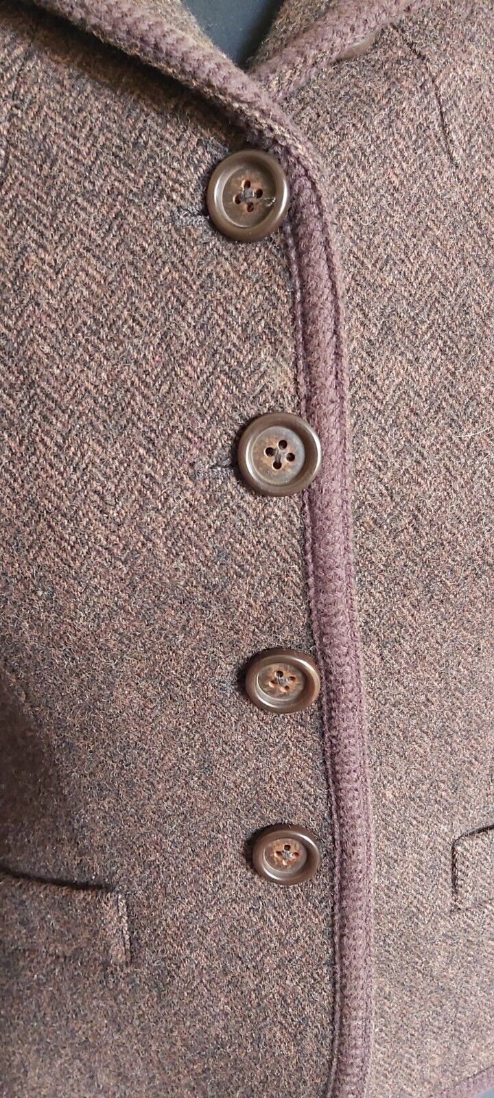 Ladies Joules 100% Wool  Harringbone Tweed brown Jacket SIZE 8