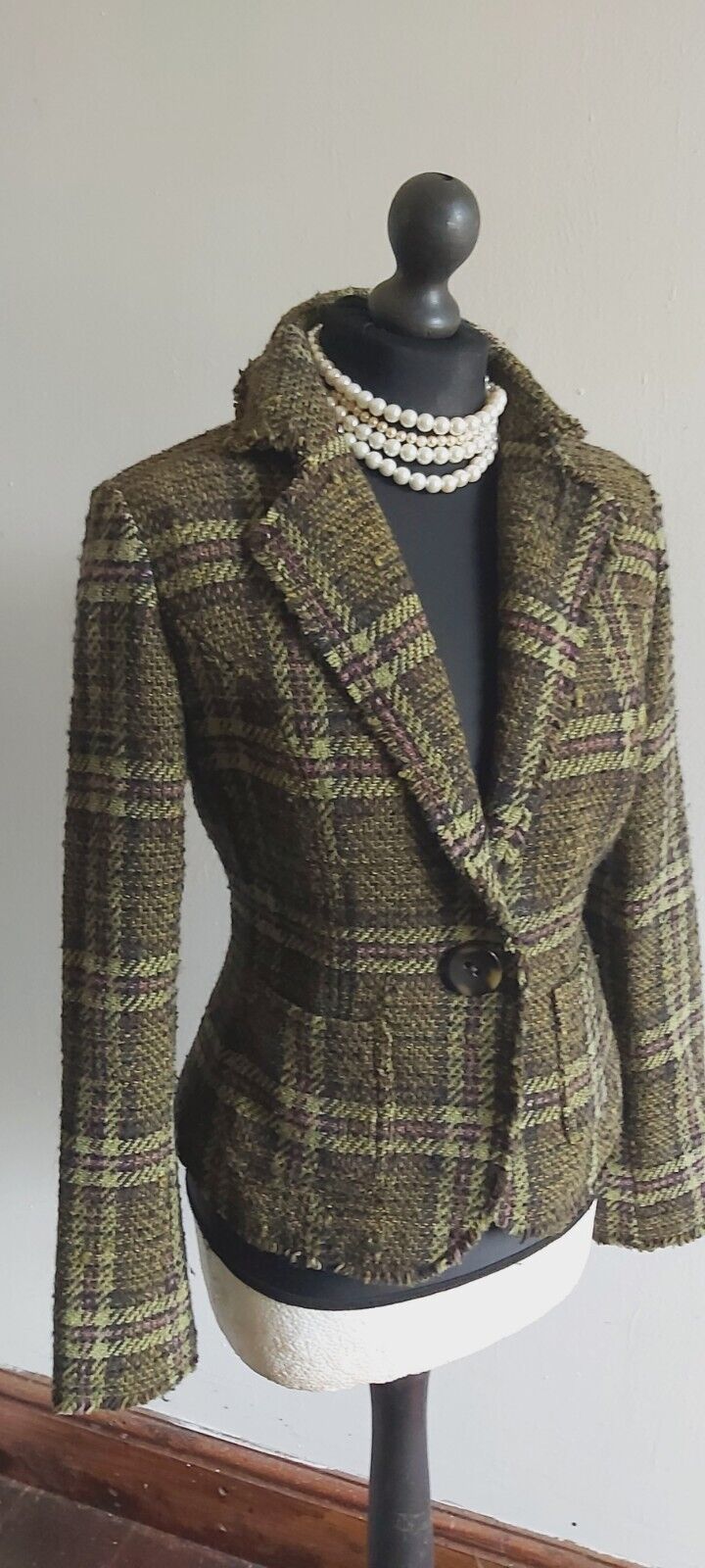 LADIES PER UNA CHECK  TWEED JACKET BOUCLE SIZE 10