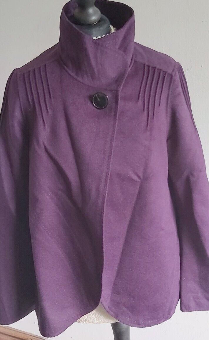 Ladies Jaeger Coat One Size purple  Wool UK 12