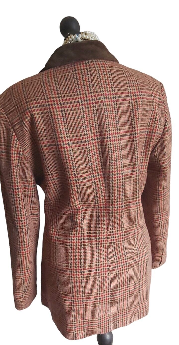 VINTAGE LADIES DEBENHAMS RED HERRING BROWN TWEED  BLAZER JACKET SIZE 14