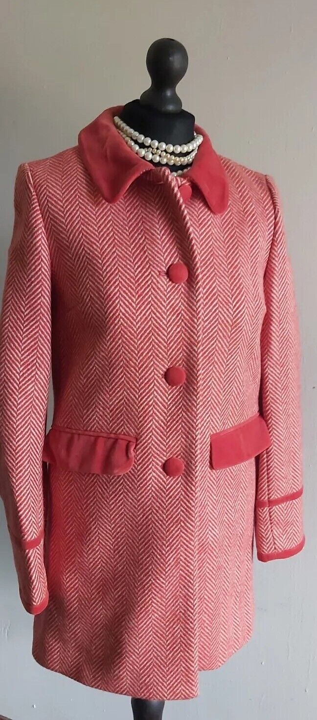 Womens Jack Wills 100% Wool Harringbone Tweed  Coat UK 8/10