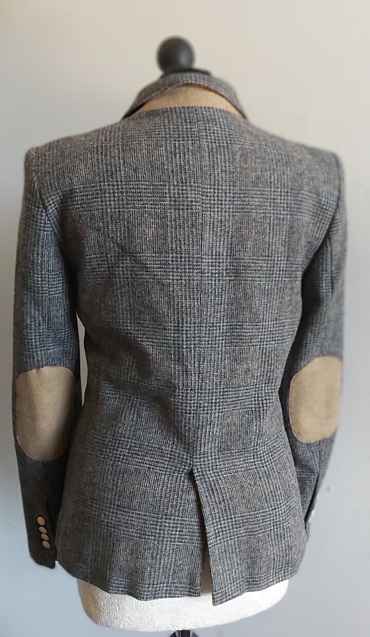 Zara Tweed 100% Wool Jacket Womens  Wool Country Hacking Blazer Size L