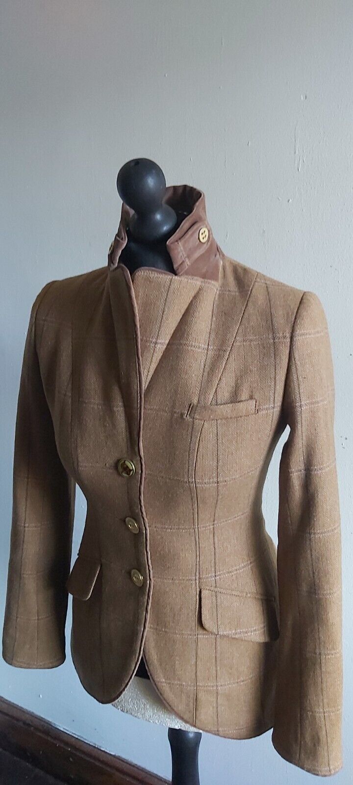 Joules  Tweed Jacket Womens Brown Herringbone Country Hacking UK 8