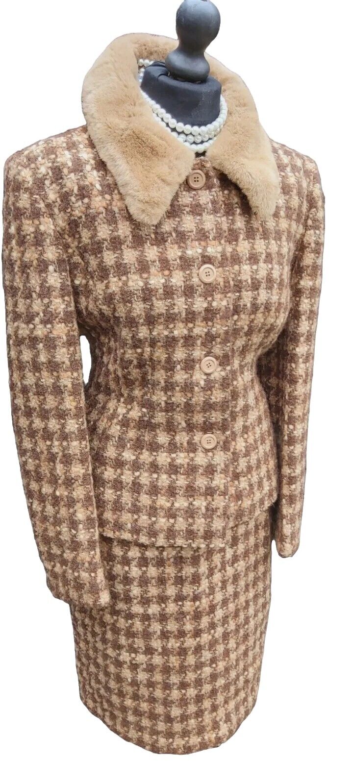 HOBBS wool Alpaca Mohair suit blazer jacket  skirt Camel size UK 12