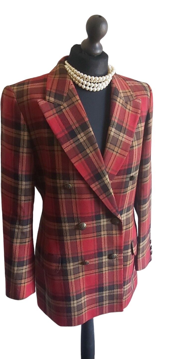 Marks And Spencer Tweed Tartan Jacket Wool  Womens Ladies Size 12