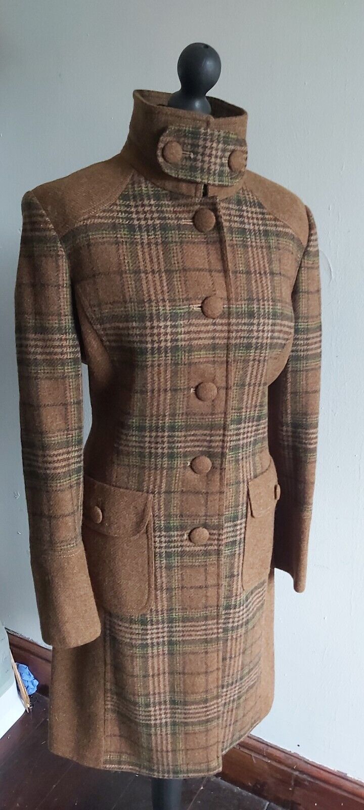 ladies Camel  Tan 100% Wool tweed coat size 12