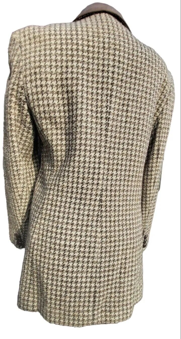 Ladies Vintage Brown Wool Tweed Jacket, Double Breasted UK Size 10