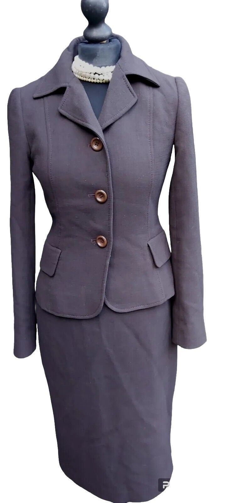 Hobbs  100% Wool Skirt Jacket  Brown Suit   UK Size 10