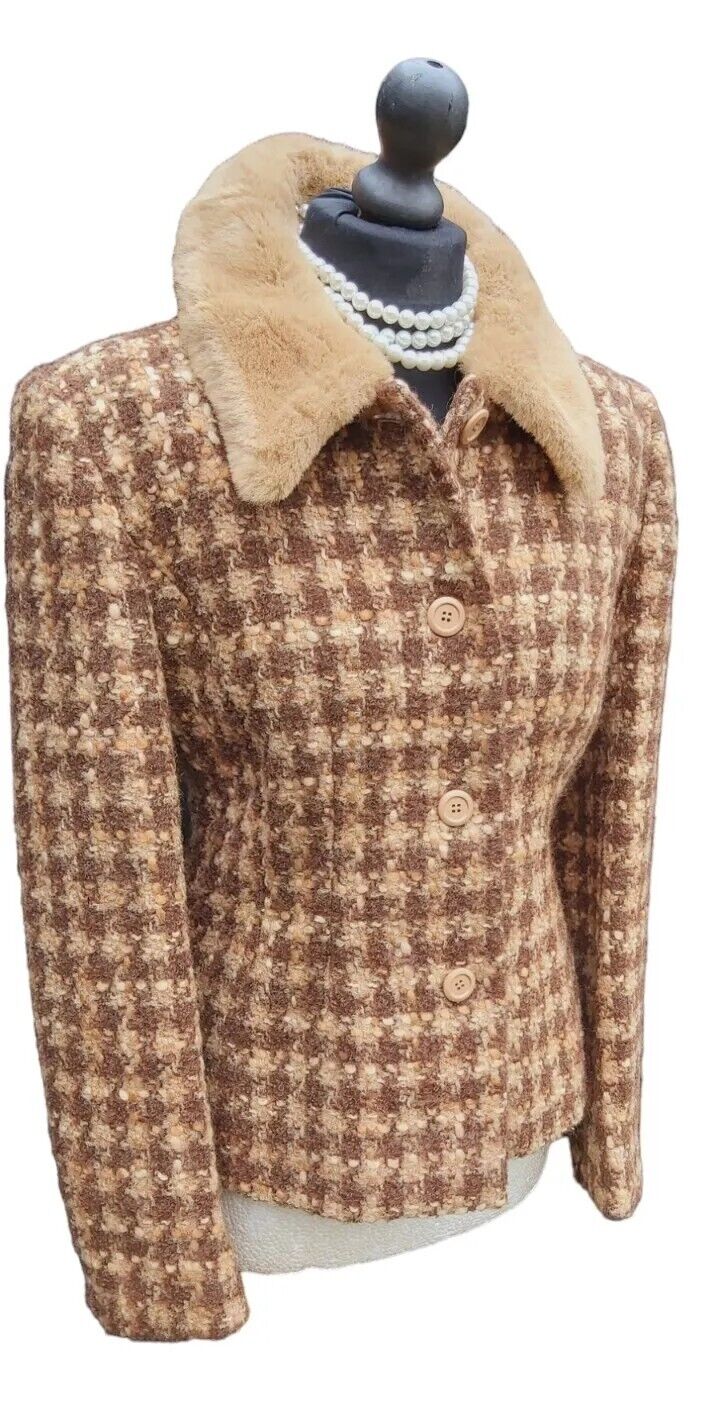 HOBBS wool Alpaca Mohair suit blazer jacket  skirt Camel size UK 12