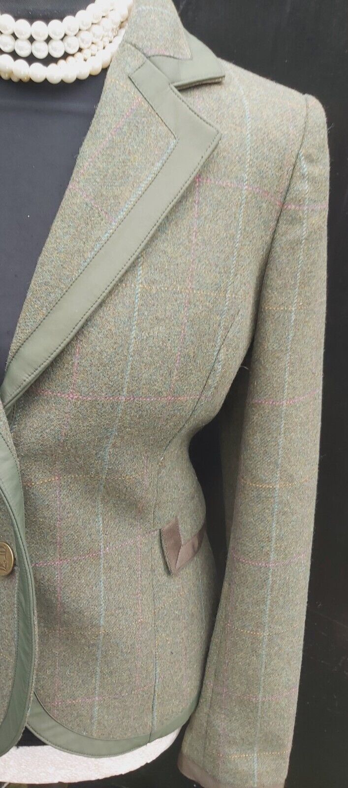 Joules Tweed Jacket Womens Khalki Wool Check Country Hacking Blazer UK Size 10