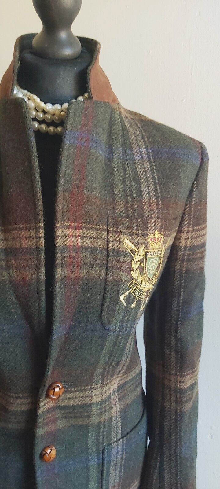 Ladies Ralph Lauren vintage  100% Wool Tweed Check  jacket size 10