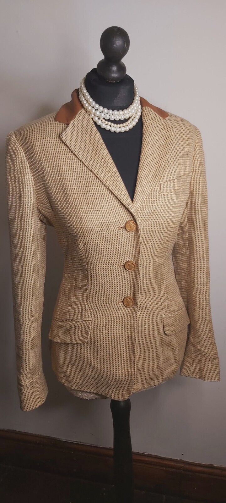 Ladies Ralph Lauren  100% Linen Leather Collar  Camel/Beige  UK Size 8