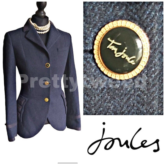 Joules Tweed Jacket 100% Wool Navy Size 10