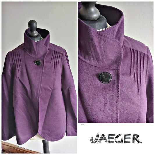 Ladies Jaeger Coat One Size purple  Wool UK 12