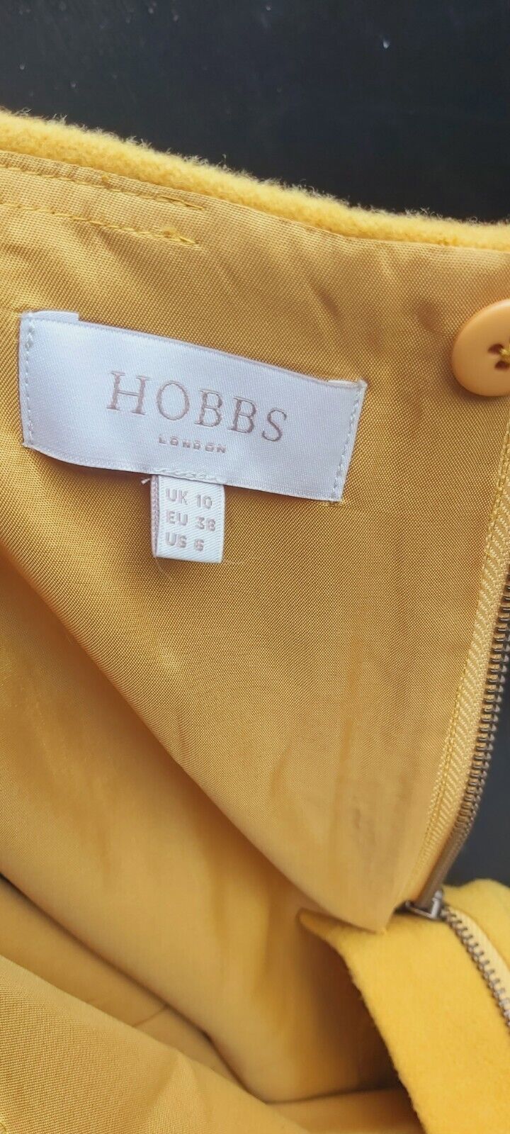 Hobbs mustard wool skirt suit 12 double breasted jacket and high waisted skirt