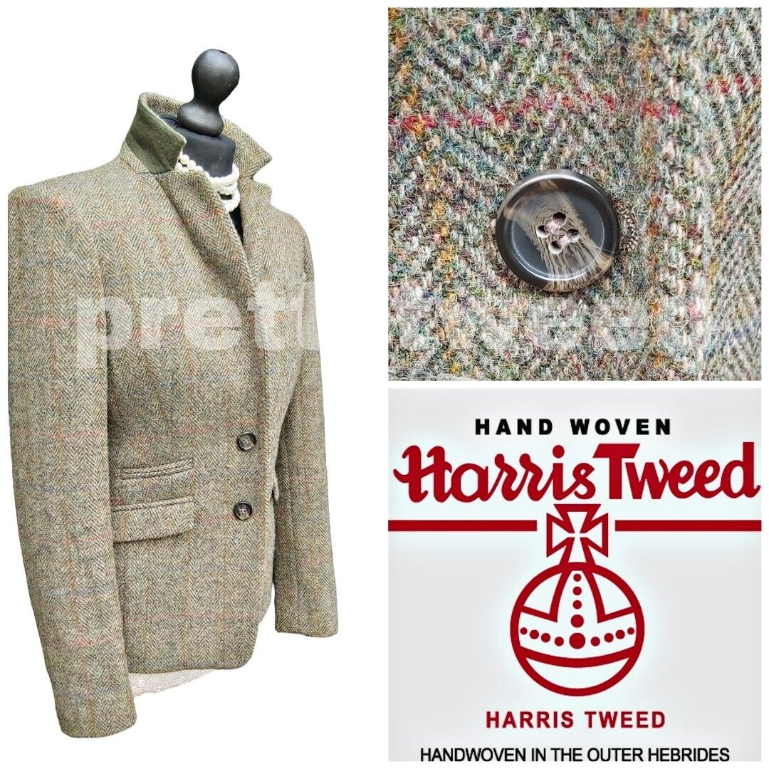 Ladies Harris Tweed 100% Wool Blazer Jacket UK Size 10