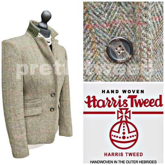 Ladies Harris Tweed 100% Wool Blazer Jacket UK Size 10