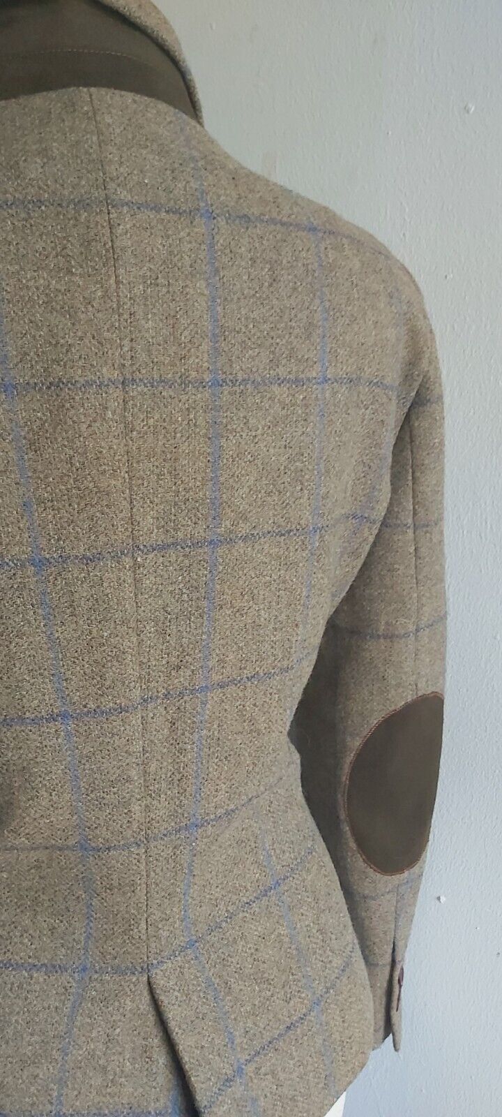 ZARA Women's 100% Wool Tweed Elbow Patches Hacking Blazer Jacket XL