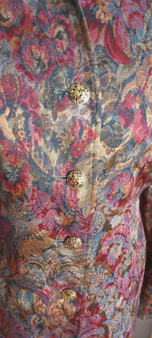 Eastex Ladies  Floral Jacket  Gold Buttons Lined UK size 12