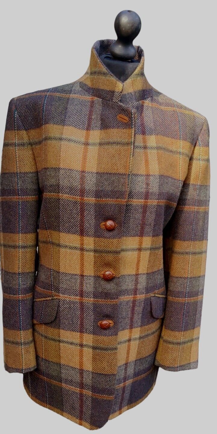 Womens Daks Signature Pure Tweed Wool Mohair Cashmere Checked  Jacket UK Size 16