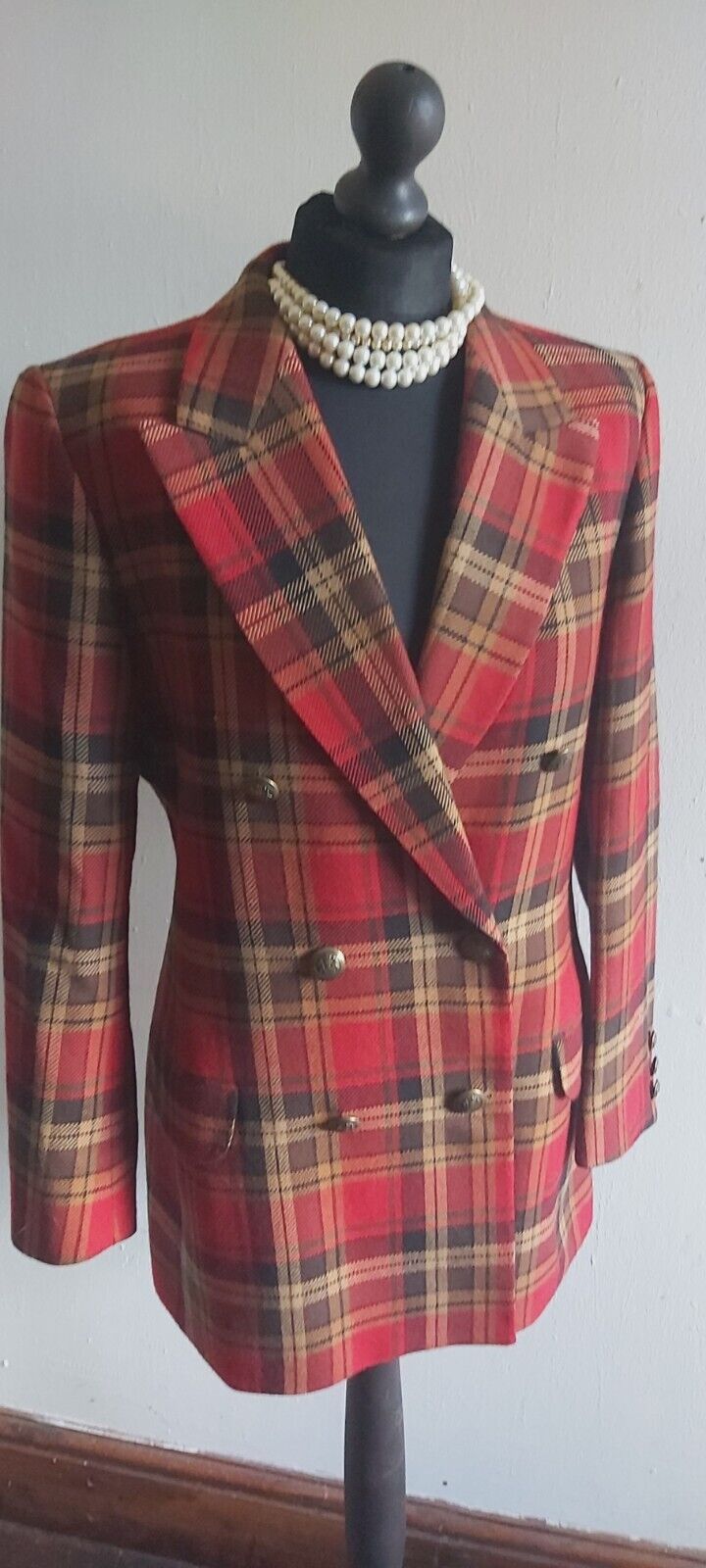 Marks And Spencer Tweed Tartan Jacket Wool  Womens Ladies Size 12