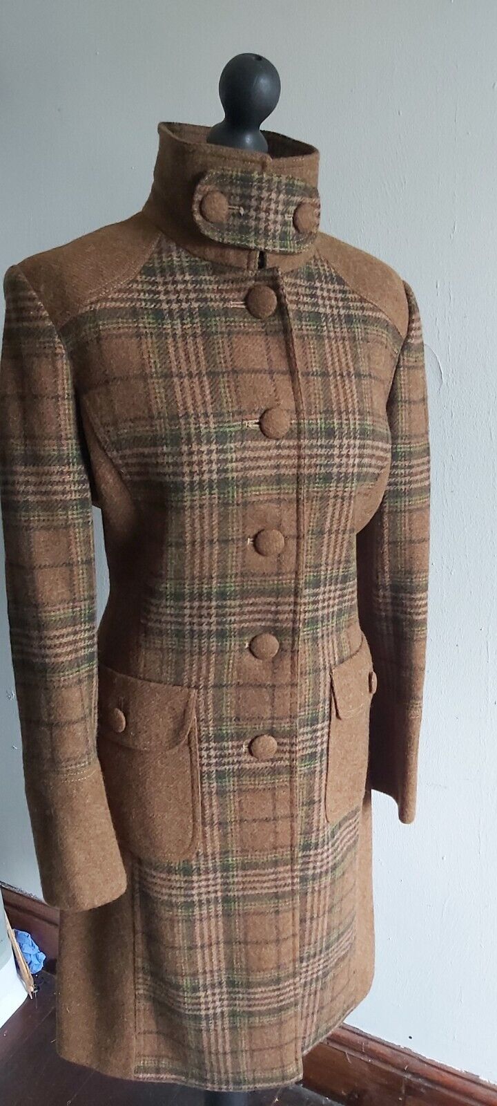 ladies Camel  Tan 100% Wool tweed coat size 12