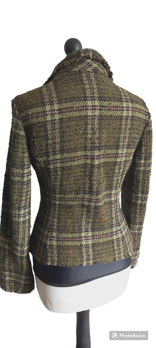 LADIES PER UNA CHECK  TWEED JACKET BOUCLE SIZE 10