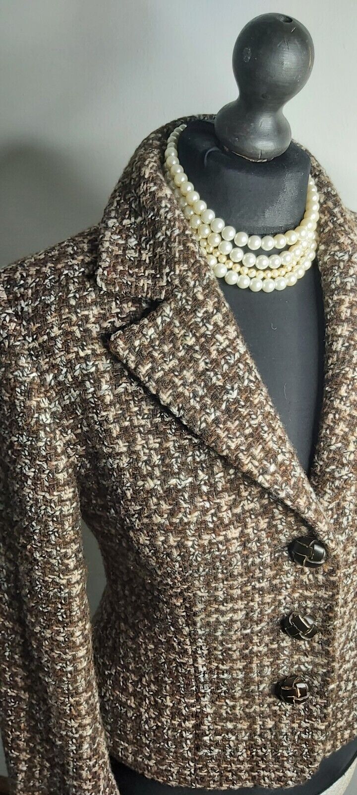 Hobbs Vintage  Fitted  Wool Tweed Boucle Blazer Jacket Size 14