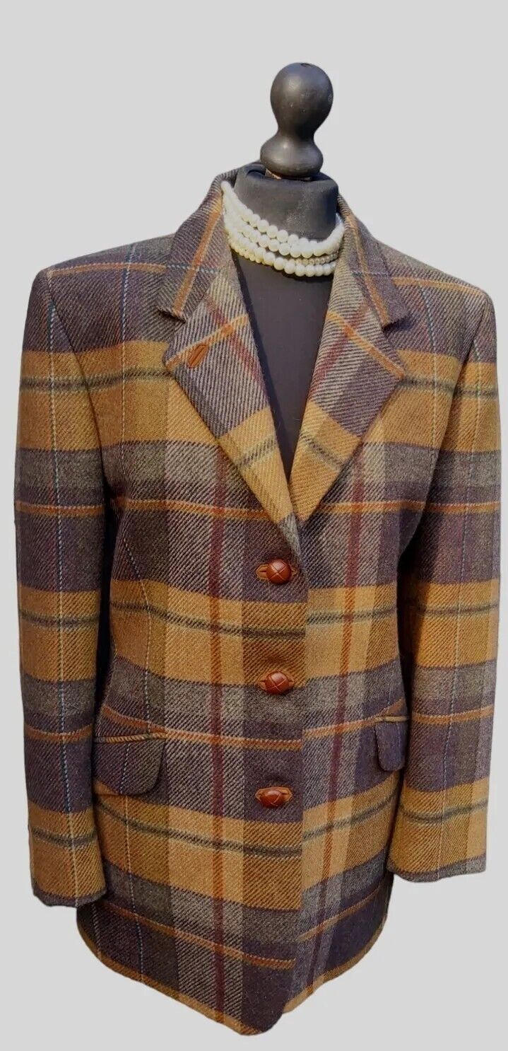 Womens Daks Signature Pure Tweed Wool Mohair Cashmere Checked  Jacket UK Size 16