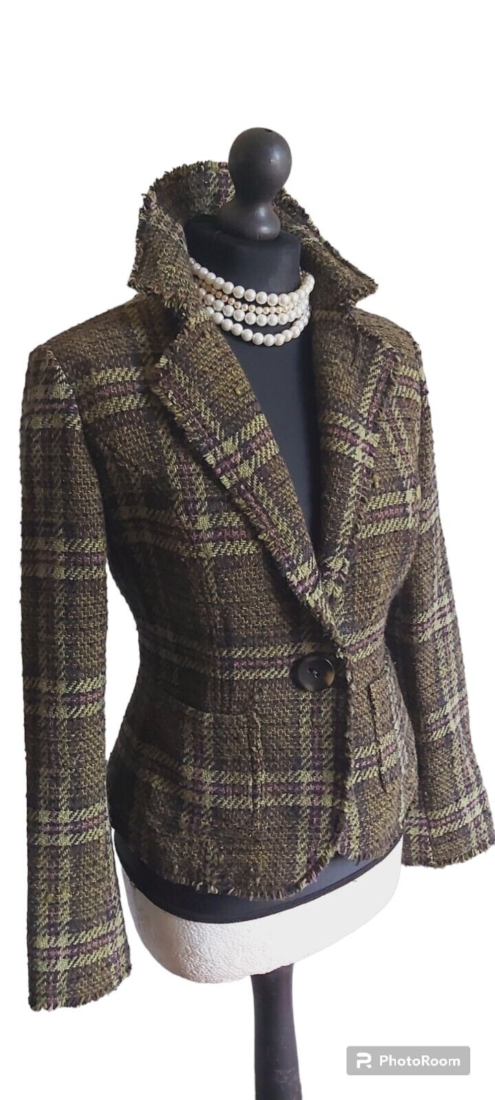 LADIES PER UNA CHECK  TWEED JACKET BOUCLE SIZE 10