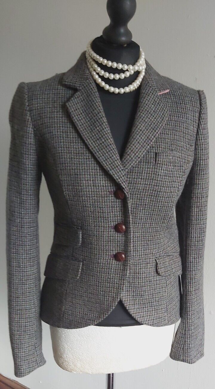 Ladiea Jack Wills 100% Wool Tweed  jacket Country Hacking Blazer 8