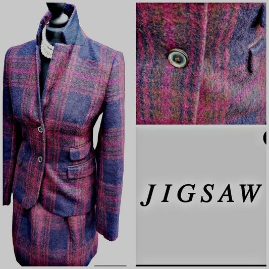 Jigsaw Wool Skirt Jacket Suit UK  Size 8