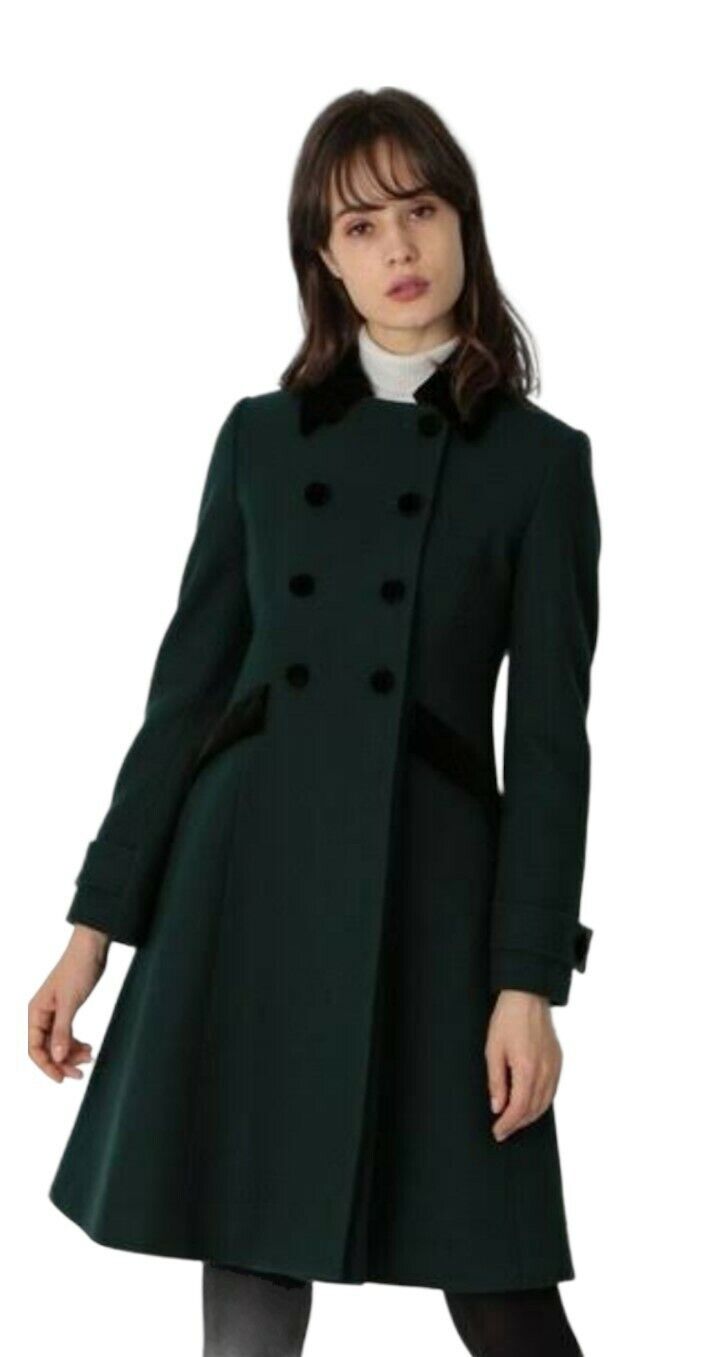 NEW TAGS Monsoon Kate MIDDLETON Green  Military Long Wool Coat UK 10