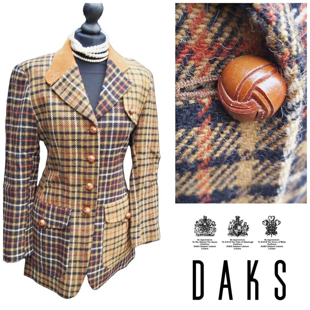 Ladies Limited Edition Daks  Wool Mohair  Tweed Check Jacket UK SIZE 10