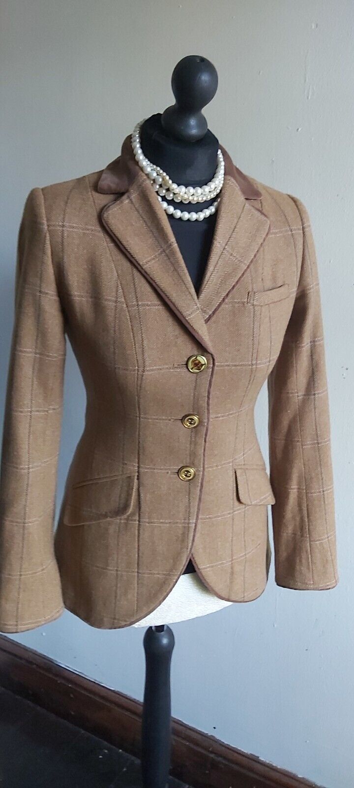 Joules  Tweed Jacket Womens Brown Herringbone Country Hacking UK 8