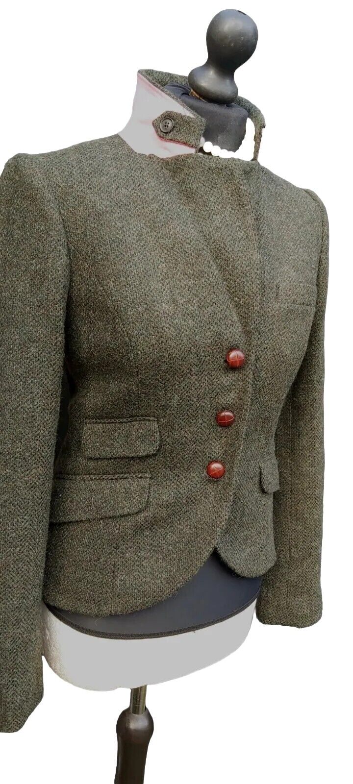 Jack Wills 100% Tweed Jacket Forest Green Wool Country Hacking Blazer UK 8