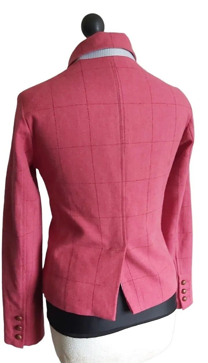 Ladies GAP Tweed Pink  Wool Blazer Jacket UK Size 8