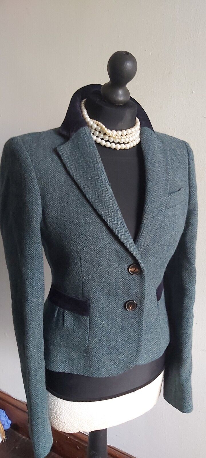 Ladies Jigsaw 100% Wool Harringbone tweed jacket size 10