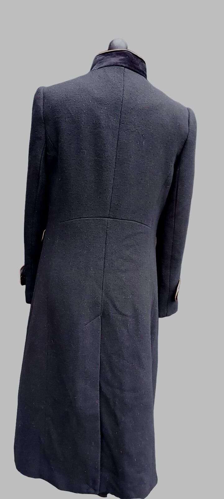 Monsoon  Maddie Black Military Double Breasted Long Wool Blend Coat UK 13