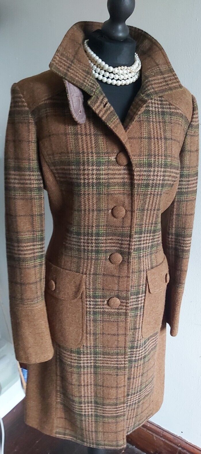 ladies Camel  Tan 100% Wool tweed coat size 12