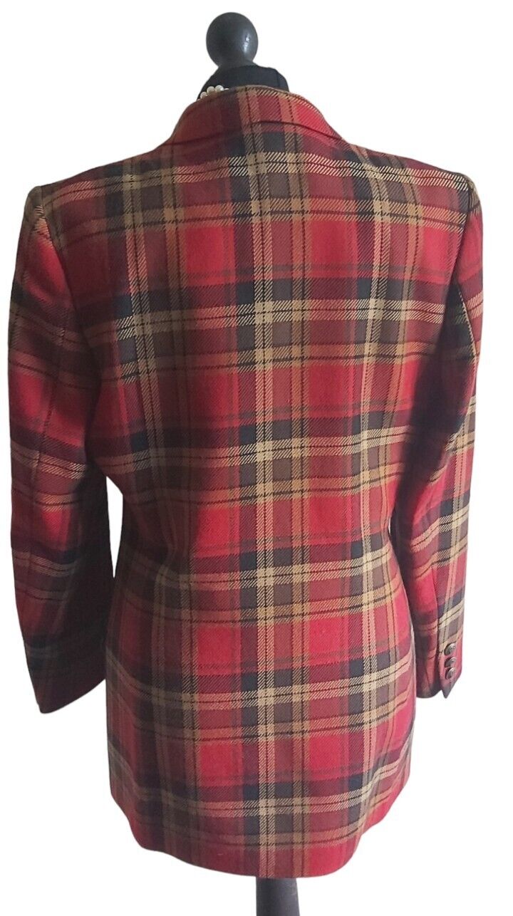 Marks And Spencer Tweed Tartan Jacket Wool  Womens Ladies Size 12