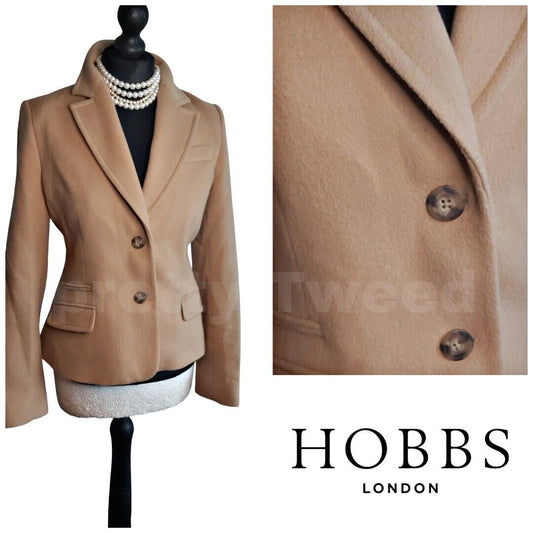 Hobbs 100% Wool  Camel Beige Blazer Jacket UK 12