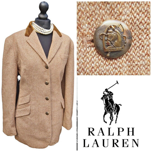 Ralph Lauren Blazer Womens   Tweed Wool Country Hacking Jacket UK  14