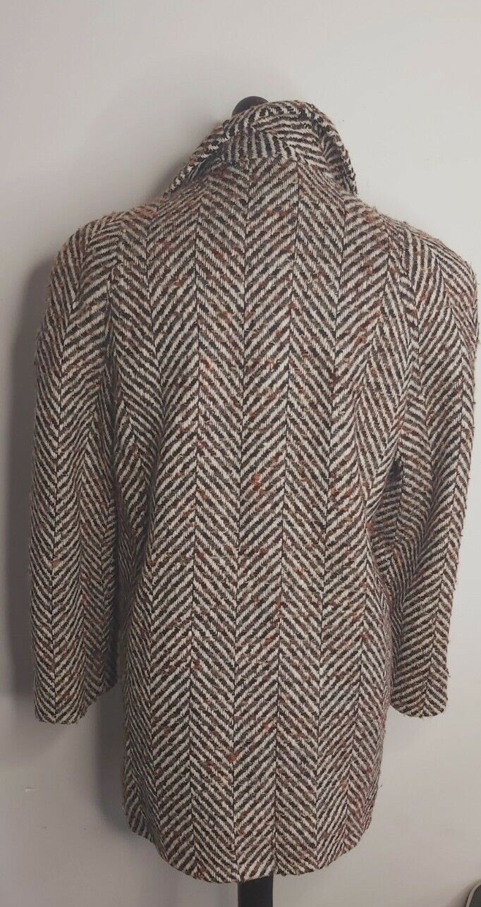 Vintage Eastex Wool Tweed Harringbone Over Coat UK SIZE 12