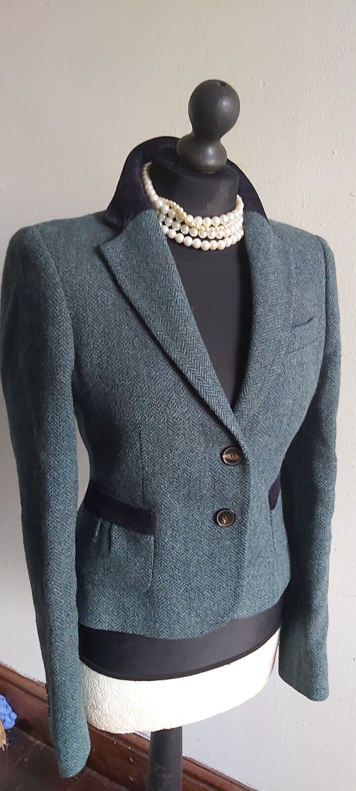 Ladies Jigsaw 100% Wool Harringbone tweed jacket size 10