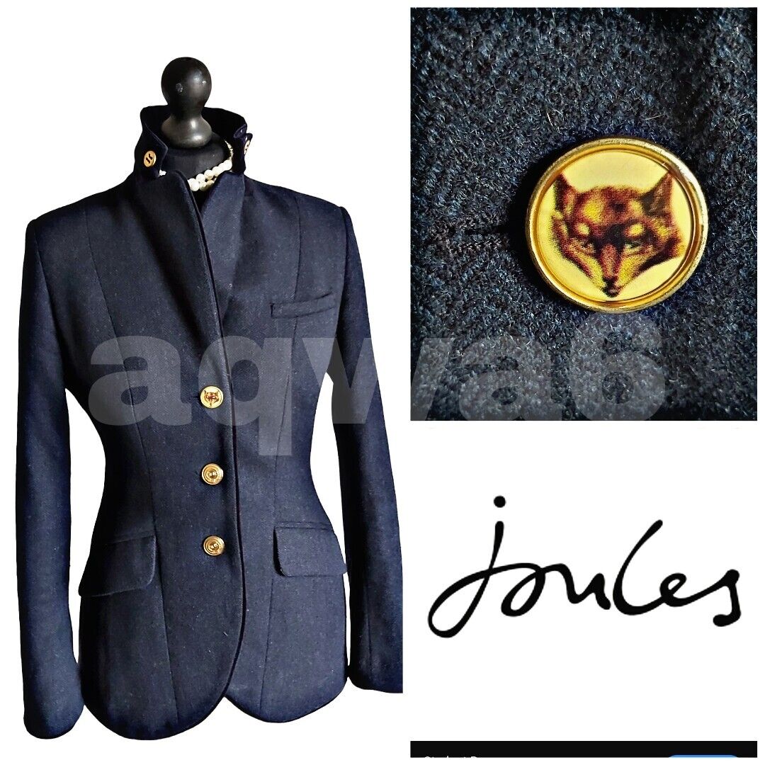 JOULES Parade Jacket Ladies Tweed Hunting Blazer Wool Floral Check Patch UK 10