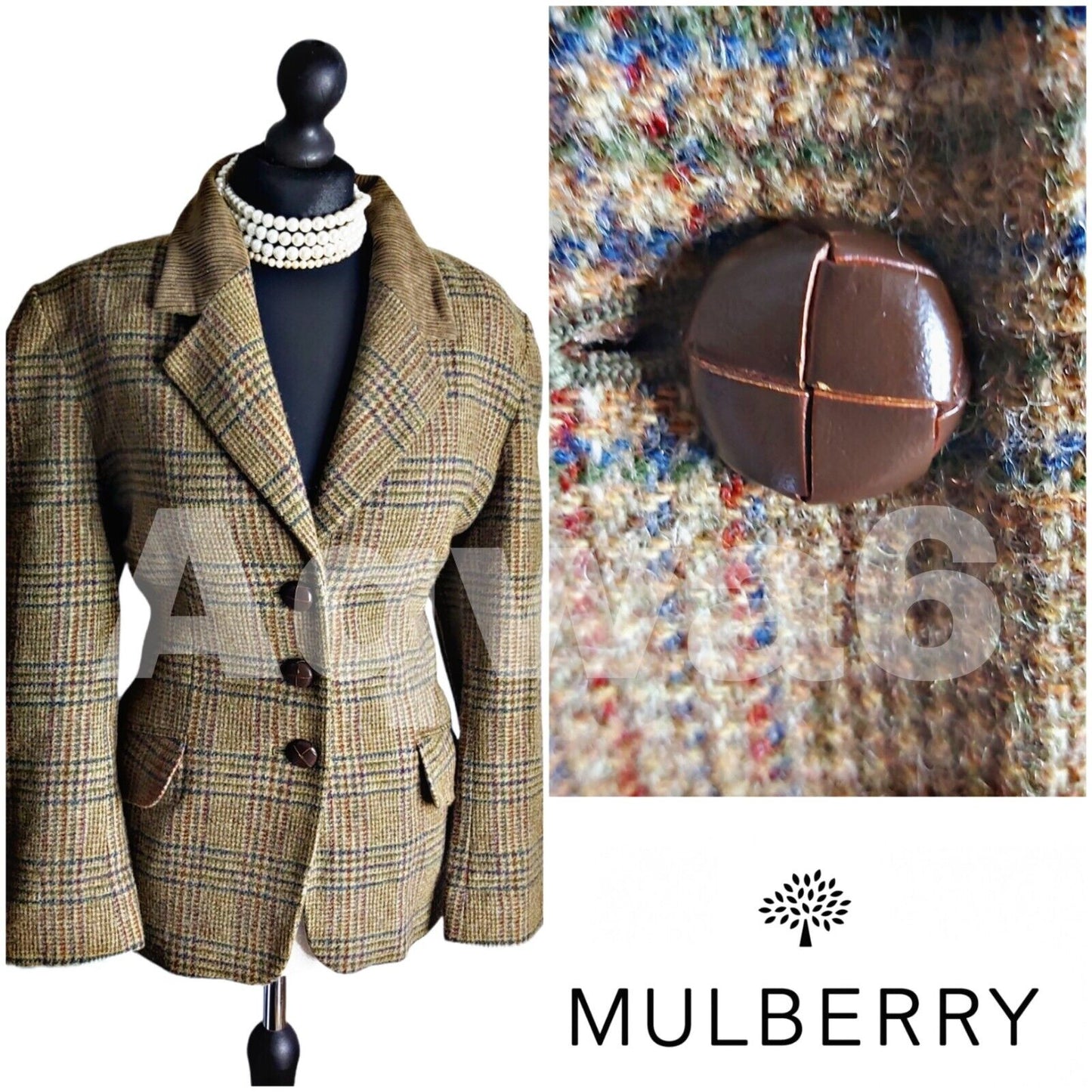 Ladies Mulberry  100% Wool Tweed Jacket  Blazer UK 14