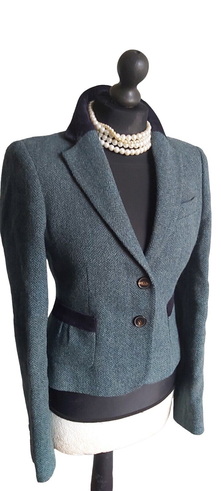 Ladies Jigsaw 100% Wool Harringbone tweed jacket size 10